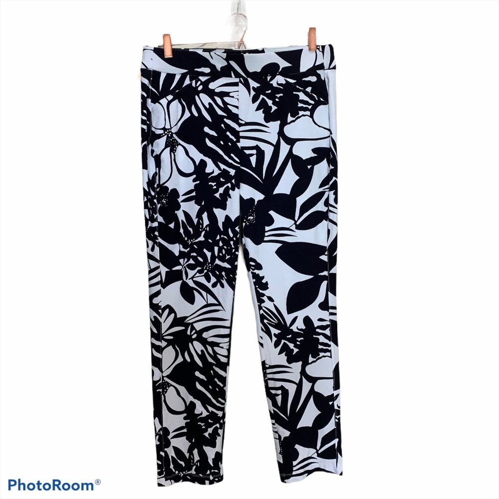 Travelers By Chico's Navy Floral Ankle Pants